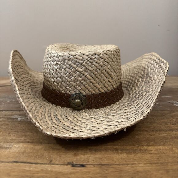 Eric Javits Straw Beach Cowboy Style Hat - Picture 1 of 9